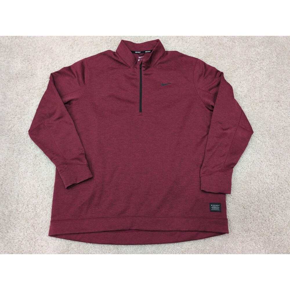 Nike Golf Mock Neck Pullover Quarter Zip Men's XXL Burgundy Golf Training Shirt